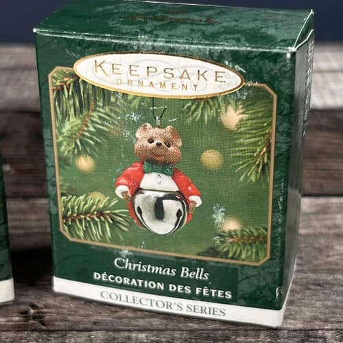 2 Hallmark Ornament Christmas Bells Series Miniature Bear Reindeer Bell # 6 & 7 - Thumbnail 2