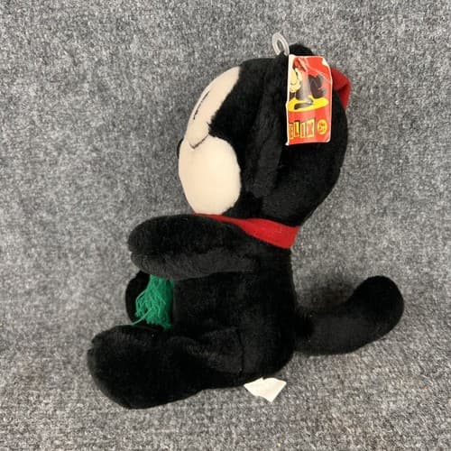Vintage 90's A & A Felix The Cat Christmas Winter Plush Santa Hat & Scarf Tags - Thumbnail 3