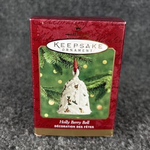 2000 Hallmark Keepsake Holly Berry Bell Christmas Ornament in Box - Thumbnail 2