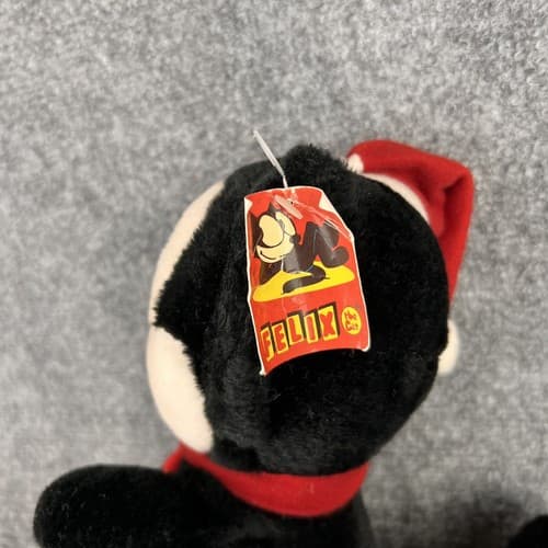 Vintage 90's A & A Felix The Cat Christmas Winter Plush Santa Hat & Scarf Tags - Thumbnail 4