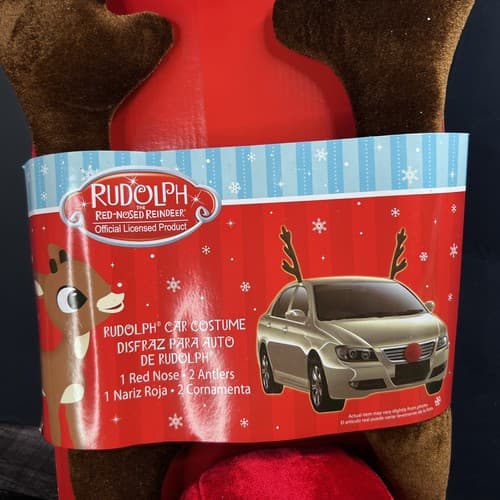Holiday Time Rudolph Red Nose Dark Brown Antlers Reindeer Christmas Car Costume - Thumbnail 2