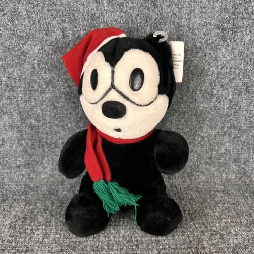 Vintage 90's A & A Felix The Cat Christmas Winter Plush Santa Hat & Scarf Tags - Thumbnail 2