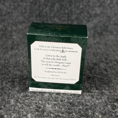 Vintage Hallmark Ornament Christmas Bells 1999 5th In Series Penguin Miniature - Thumbnail 3