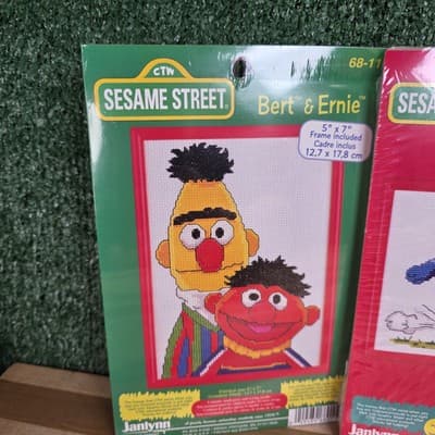 Vtg Janlynn Sesame Street Cross Stitch Kits x3 Big Bird, Grover, Bert & Ernie 97 - Thumbnail 4