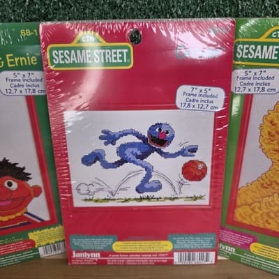 Vtg Janlynn Sesame Street Cross Stitch Kits x3 Big Bird, Grover, Bert & Ernie 97 - Thumbnail 3