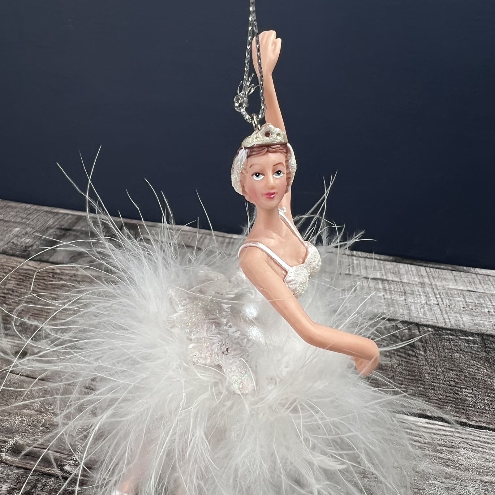 White Feather Woman Ballerina Dancer Doll 7' Christmas Decoration - Thumbnail 2