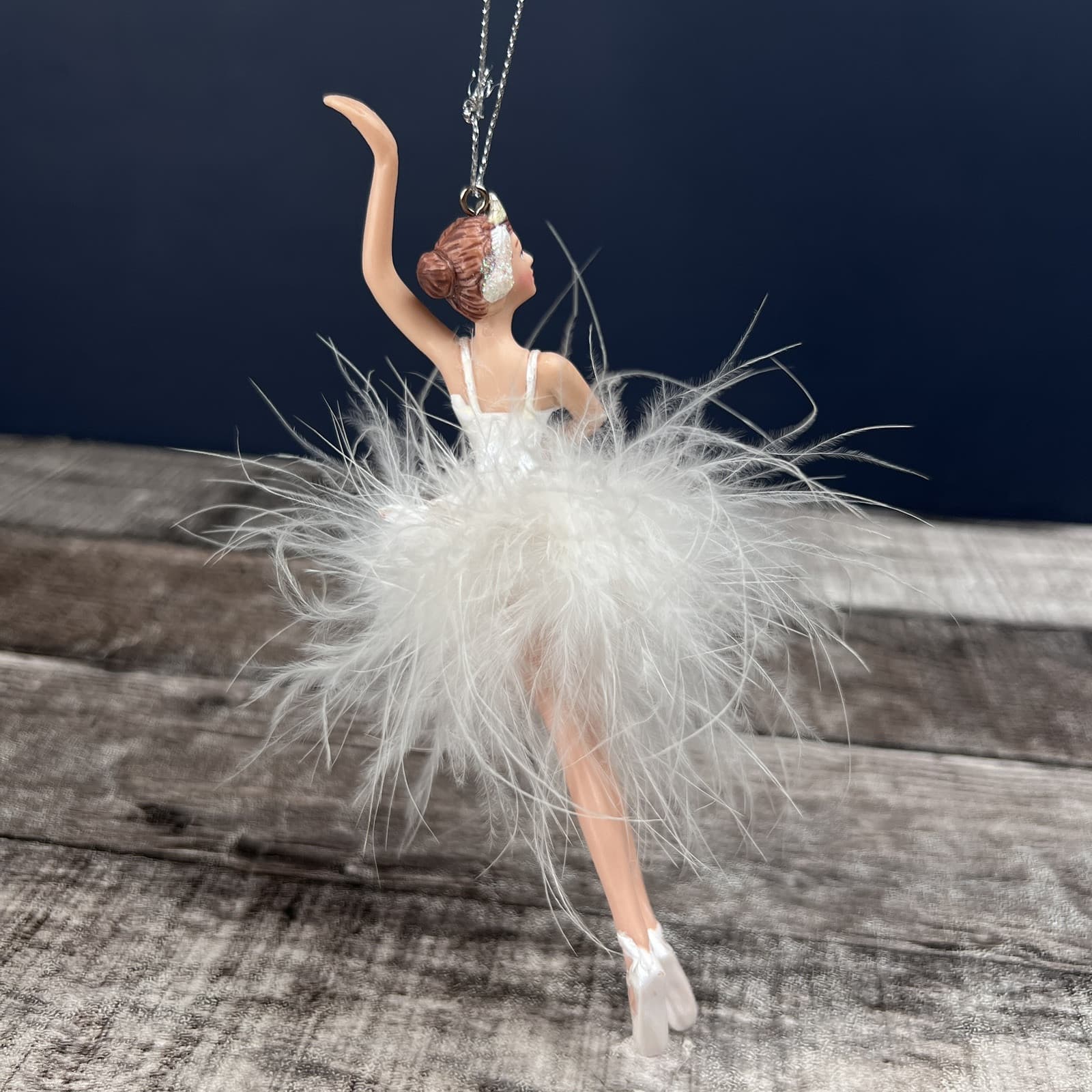 White Feather Woman Ballerina Dancer Doll 7' Christmas Decoration - Thumbnail 3