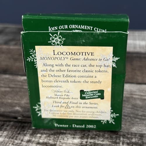 Hallmark Monopoly Race Car #2 Series 2001 Miniature Christmas Keepsake Ornament - Thumbnail 2