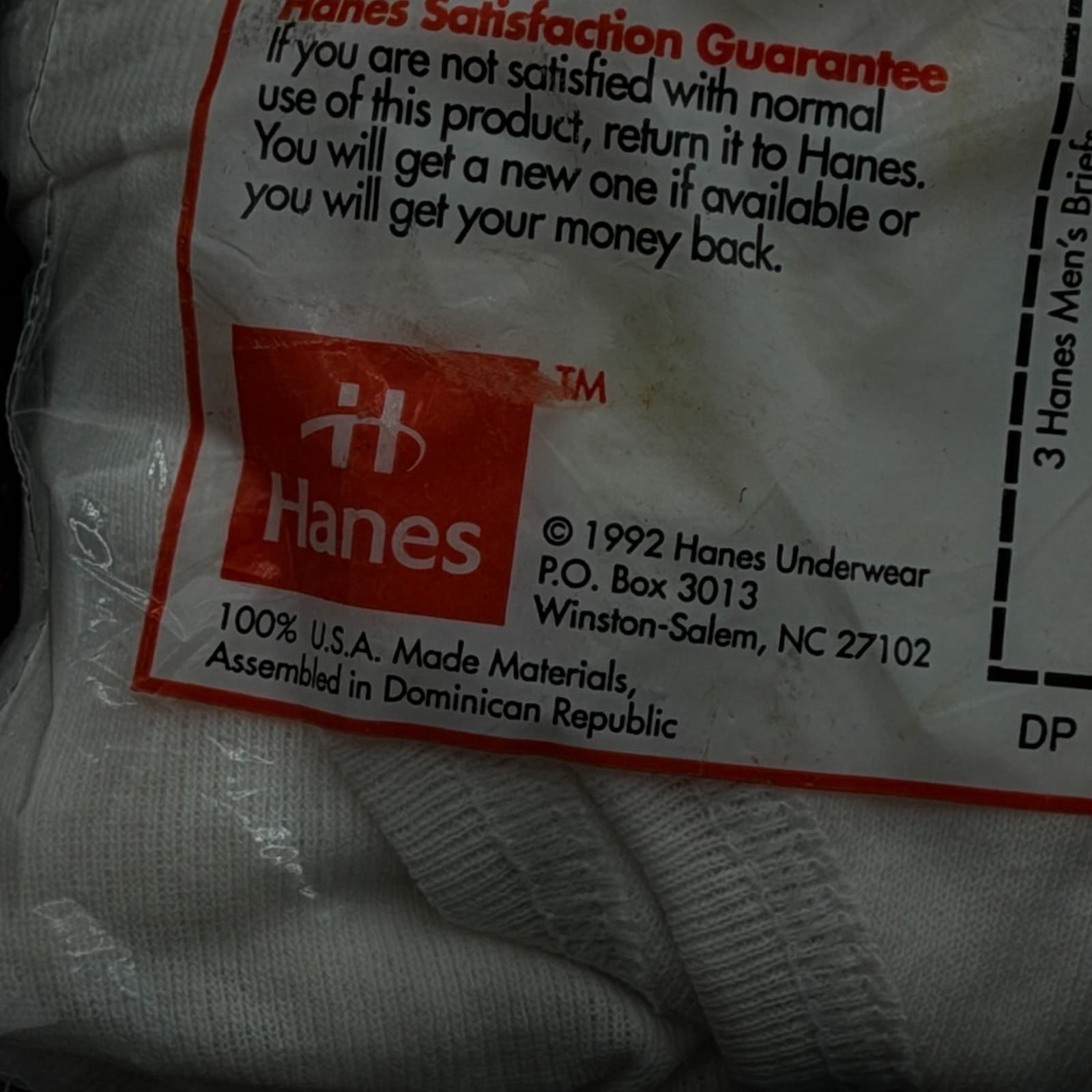 Hanes Briefs 1992 Men's Underwear 3 Pack Size 34 Vintage New/Unopened - Thumbnail 2