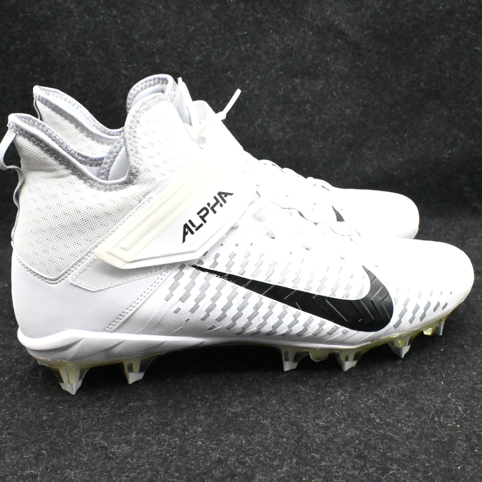 Nike Alpha Menace Pro 2 Mid Football Cleats White Black Size 13.5 AQ3209-100 - Thumbnail 5