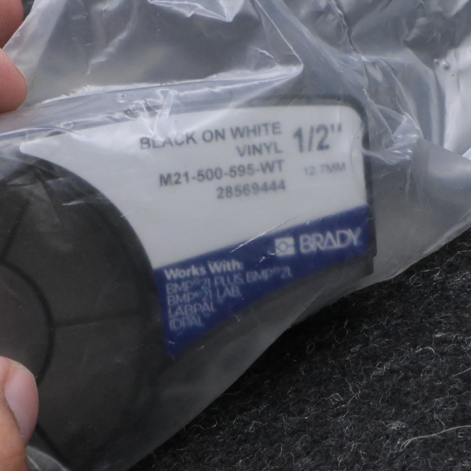 Brady M21-500-595-WT 1/2” Vinyl Label Tape Black White Fits M210 M211 OEM - Thumbnail 4