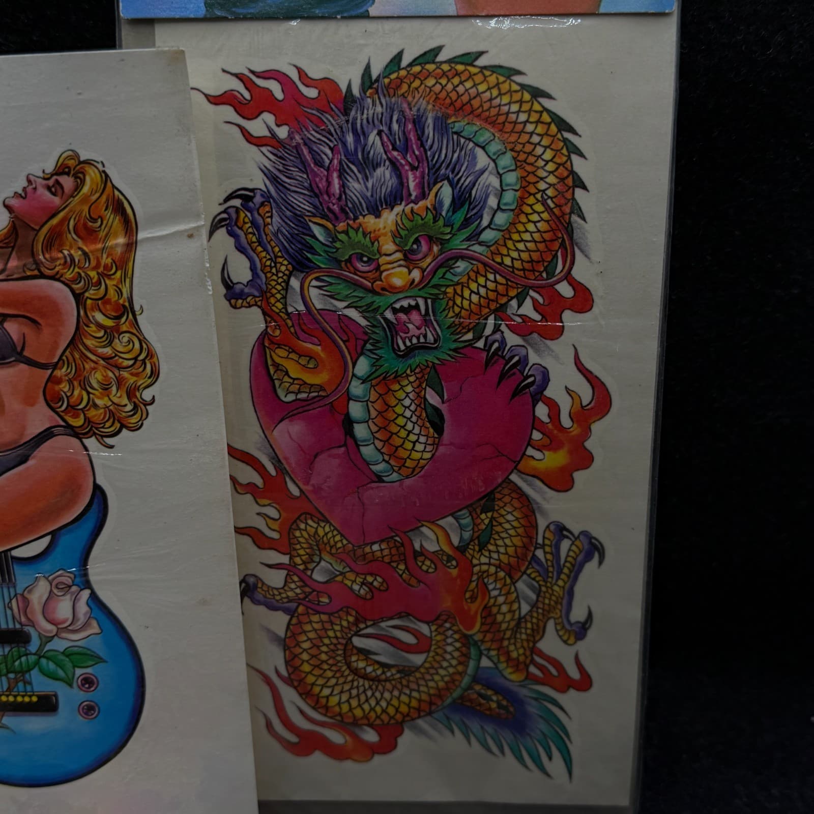 Mixed Lot Of 90s Vintage Temporary Removable Tattoos DRAGON LION GIRL MERMAID - Thumbnail 6
