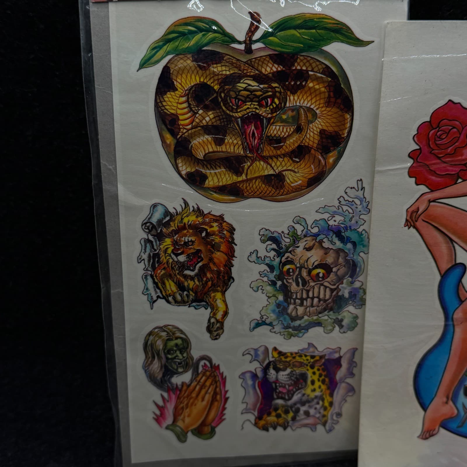 Mixed Lot Of 90s Vintage Temporary Removable Tattoos DRAGON LION GIRL MERMAID - Thumbnail 7