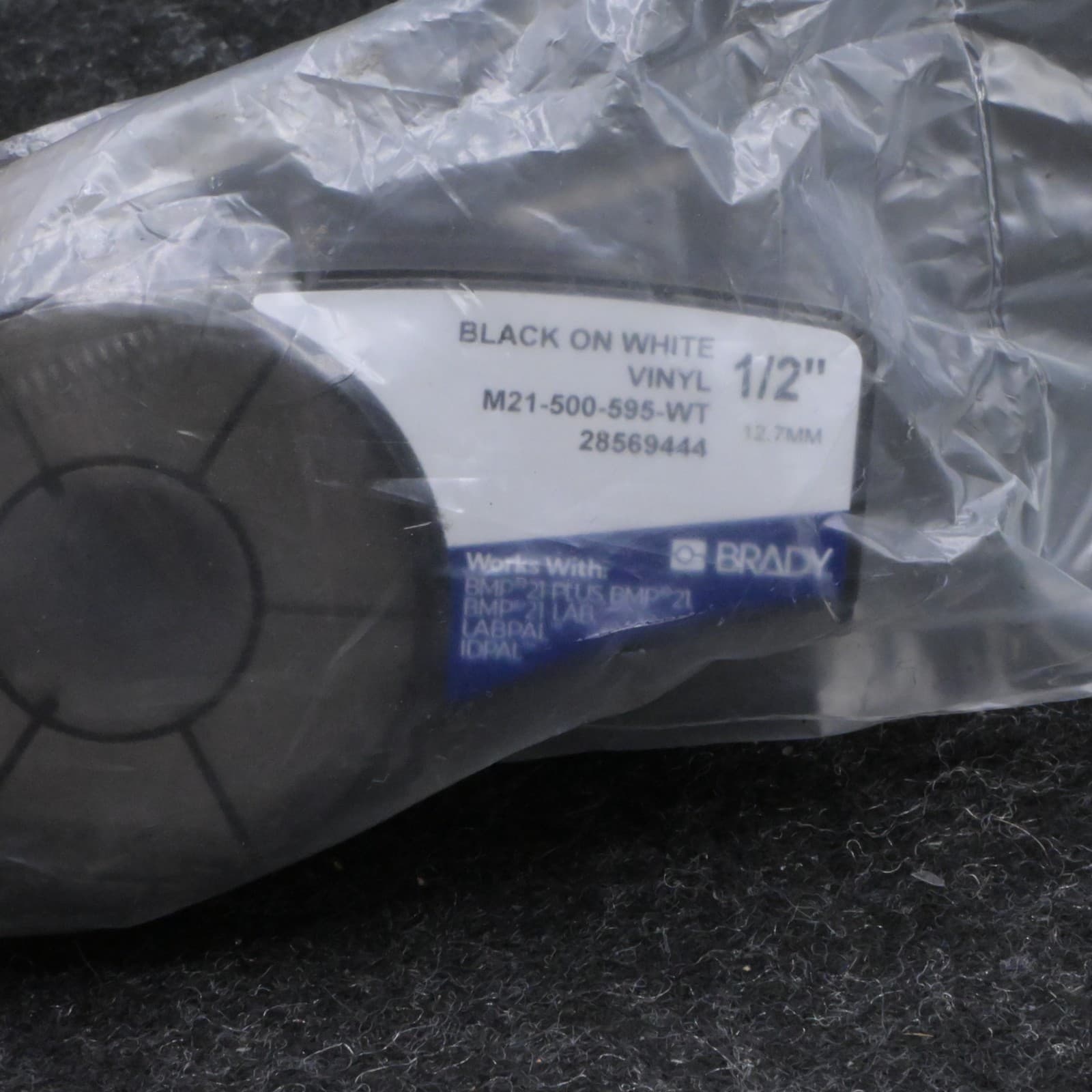 Brady M21-500-595-WT 1/2” Vinyl Label Tape Black White Fits M210 M211 OEM - Thumbnail 3