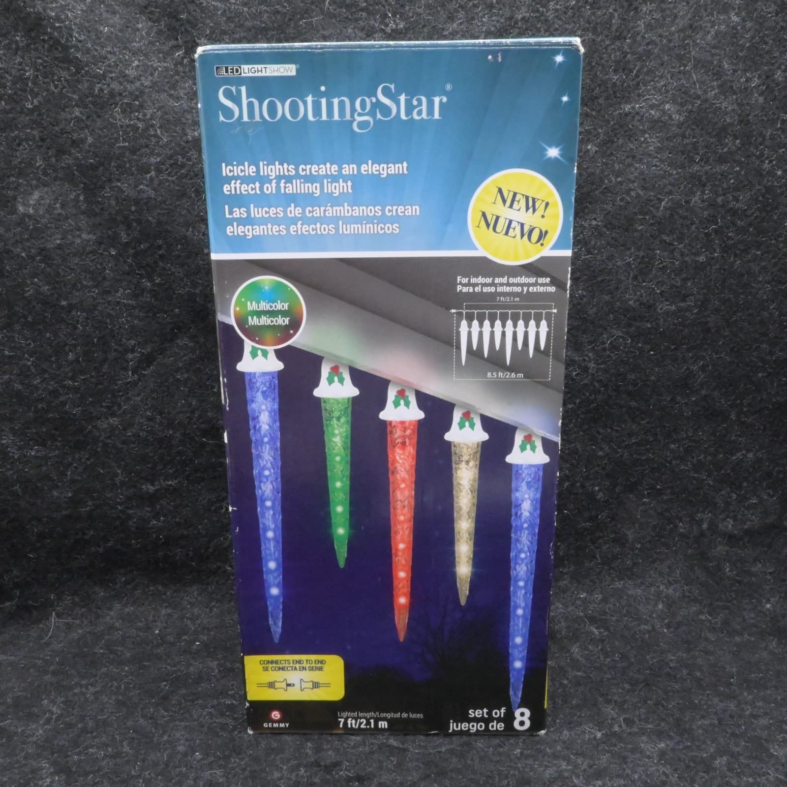 LED Lightshow Shooting Star 8 Count Multi-Color Icicle Lights Christmas Holiday - Thumbnail 4