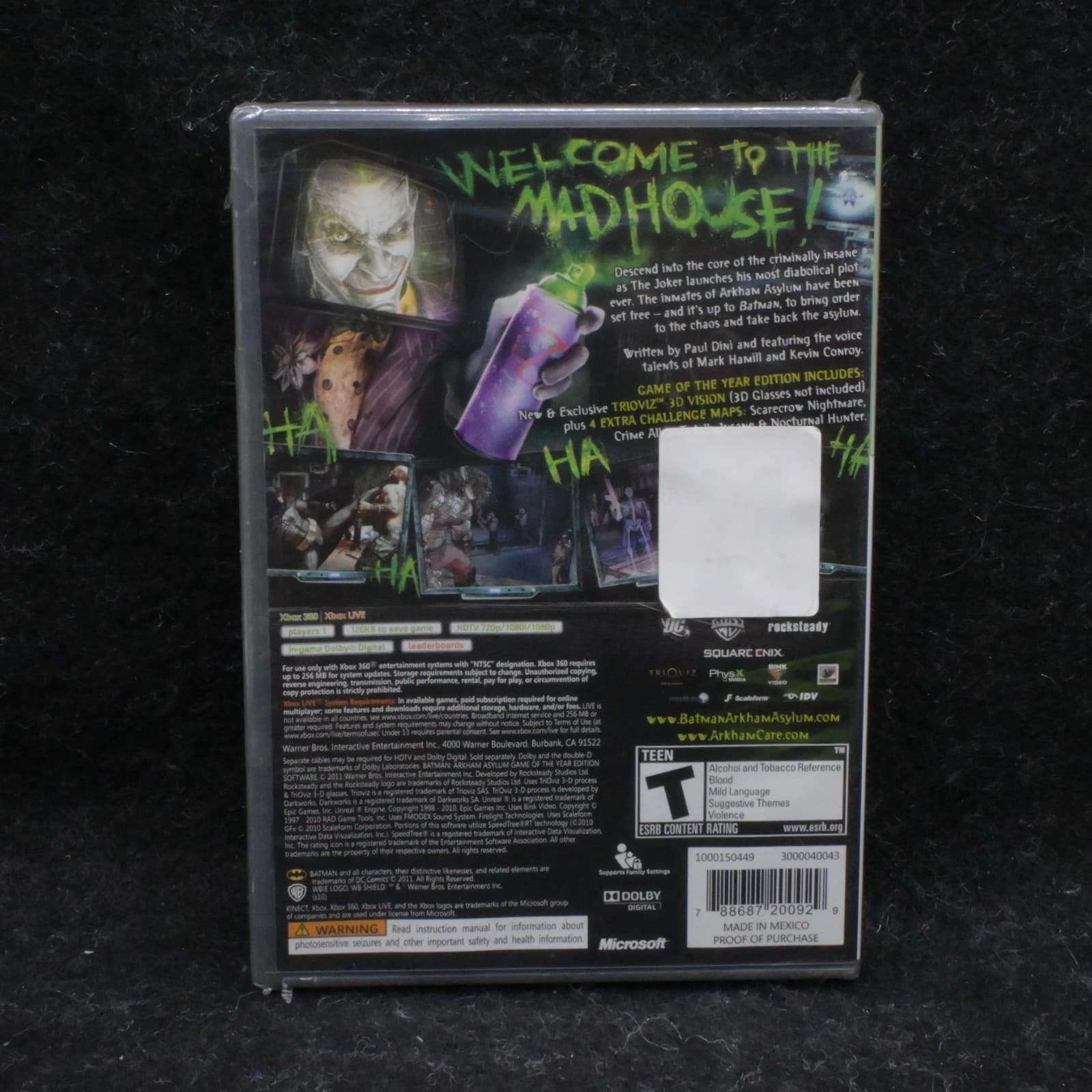 Batman: Arkham Asylum Game of the Year Edition Microsoft Xbox 360 new X53 - Thumbnail 7