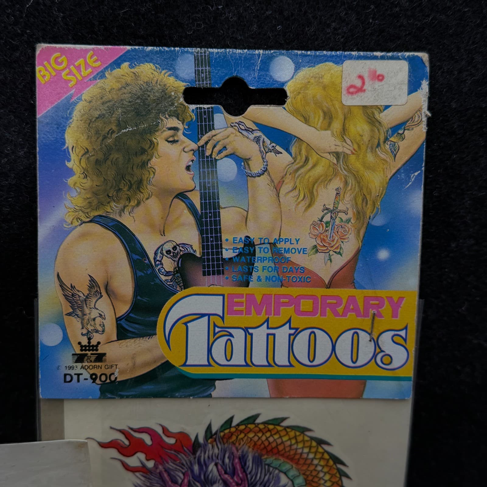 Mixed Lot Of 90s Vintage Temporary Removable Tattoos DRAGON LION GIRL MERMAID - Thumbnail 4