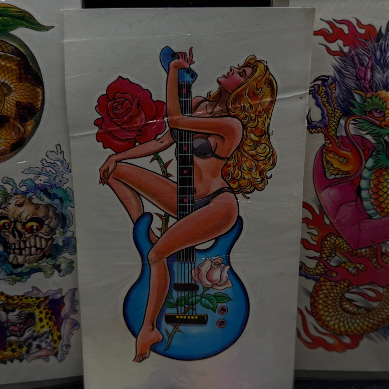 Mixed Lot Of 90s Vintage Temporary Removable Tattoos DRAGON LION GIRL MERMAID - Thumbnail 5