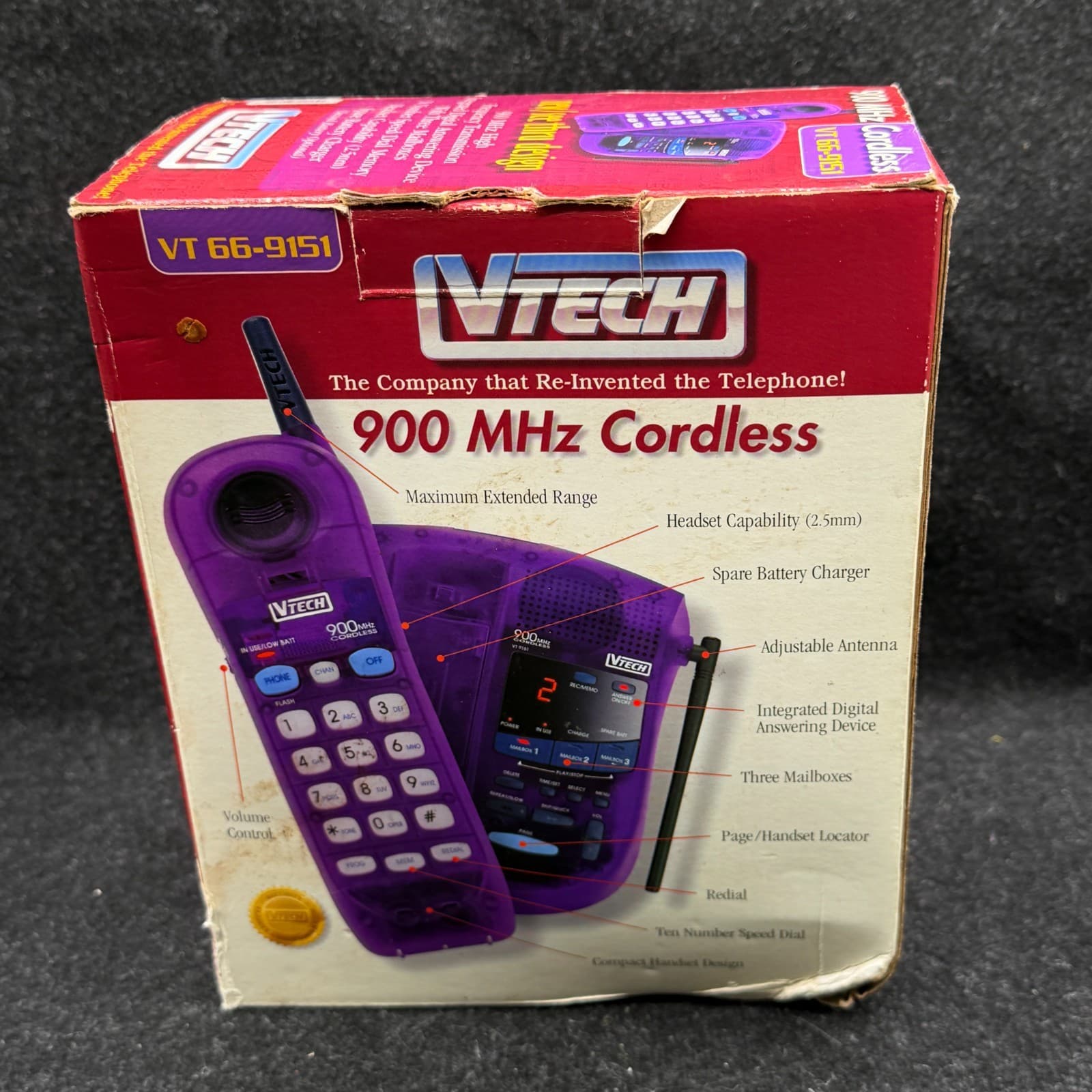VTech VT 9122 Translucent Purple cordless phone Y2K 90s vintage - AS-IS - Thumbnail 2