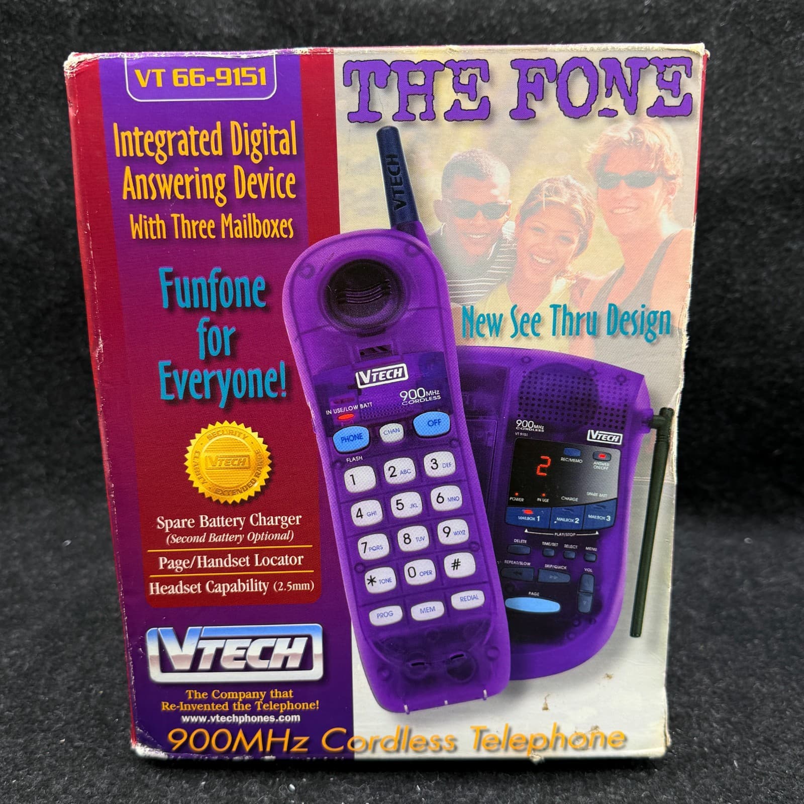 VTech VT 9122 Translucent Purple cordless phone Y2K 90s vintage - AS-IS - Thumbnail 17