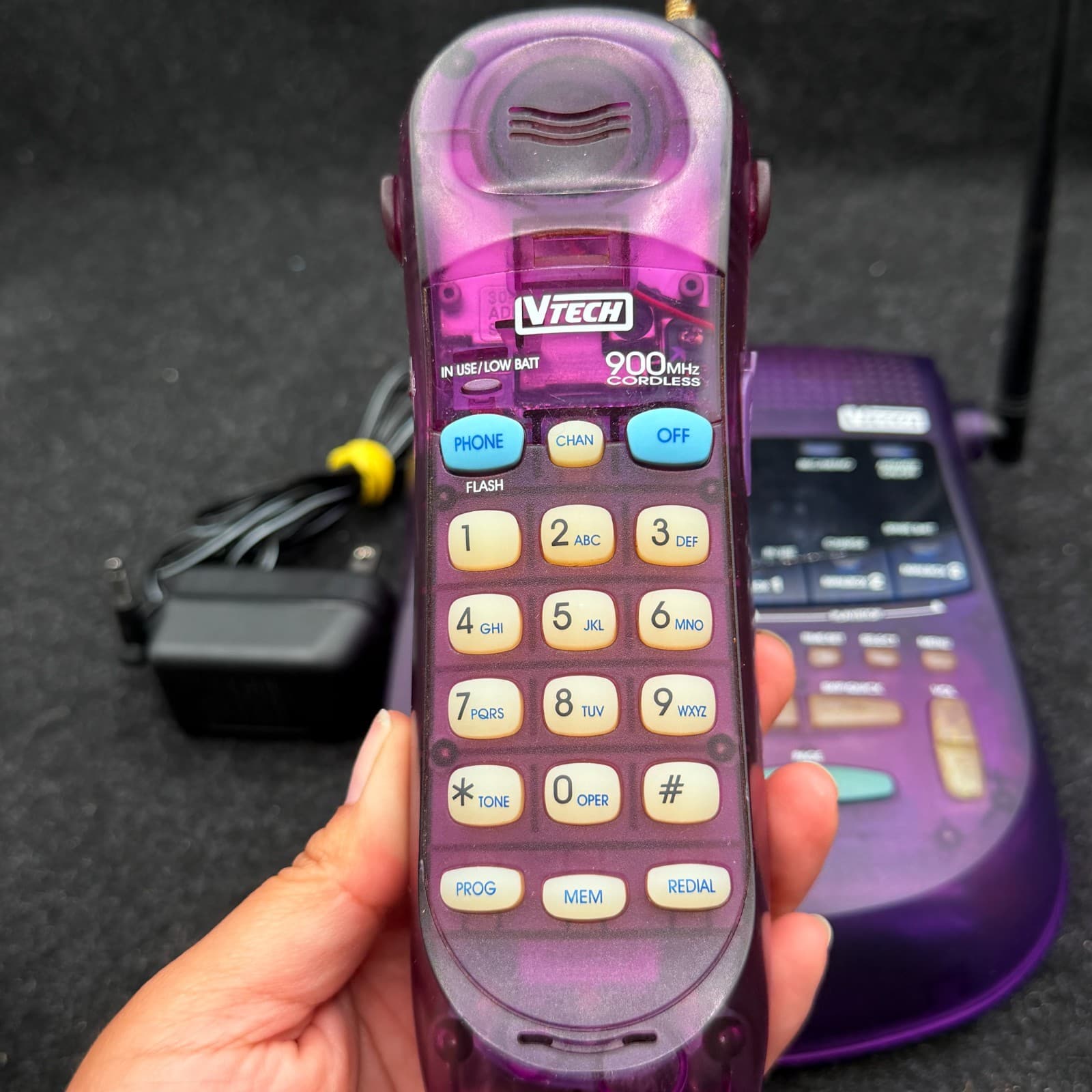 VTech VT 9122 Translucent Purple cordless phone Y2K 90s vintage - AS-IS - Thumbnail 7