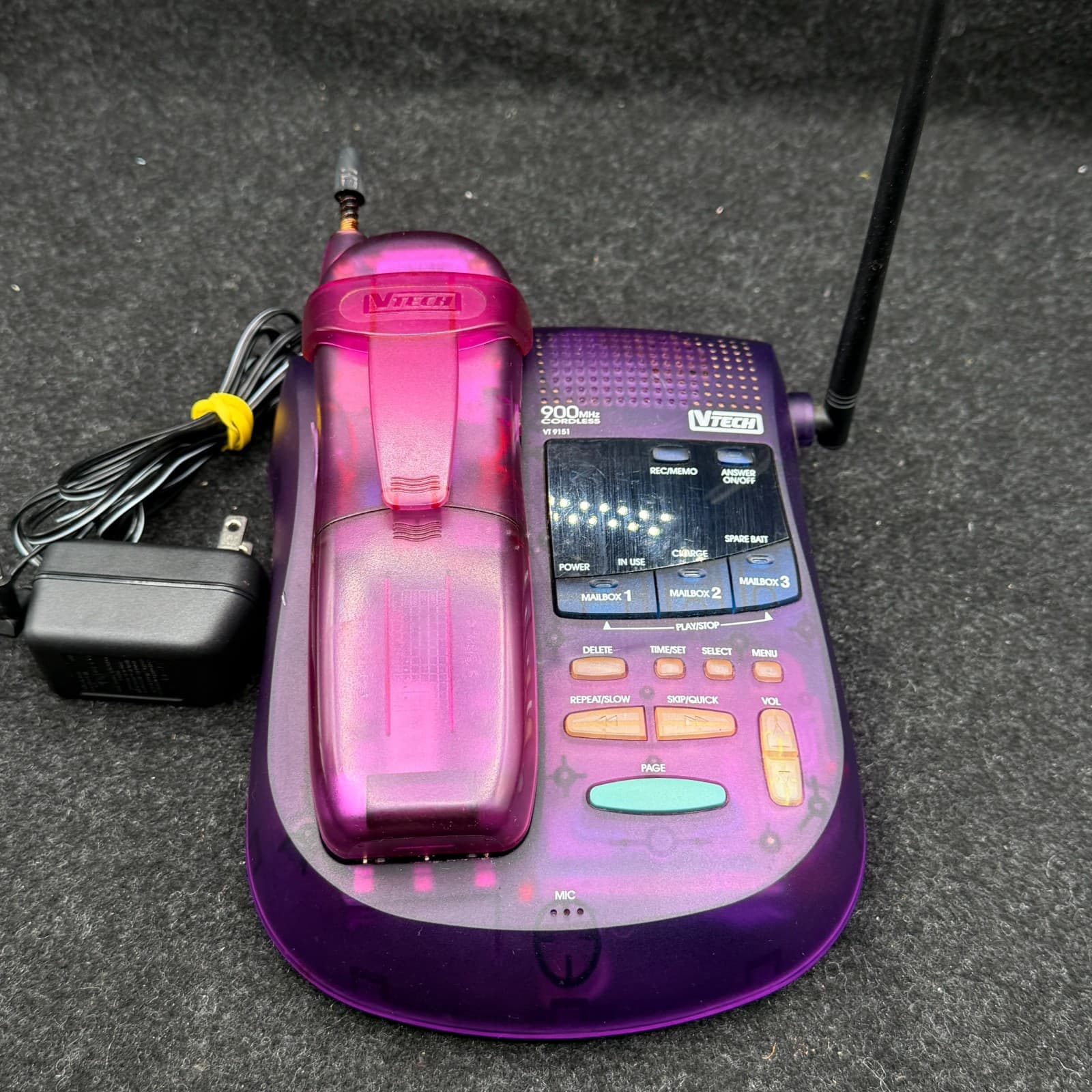 VTech VT 9122 Translucent Purple cordless phone Y2K 90s vintage - AS-IS - Thumbnail 9