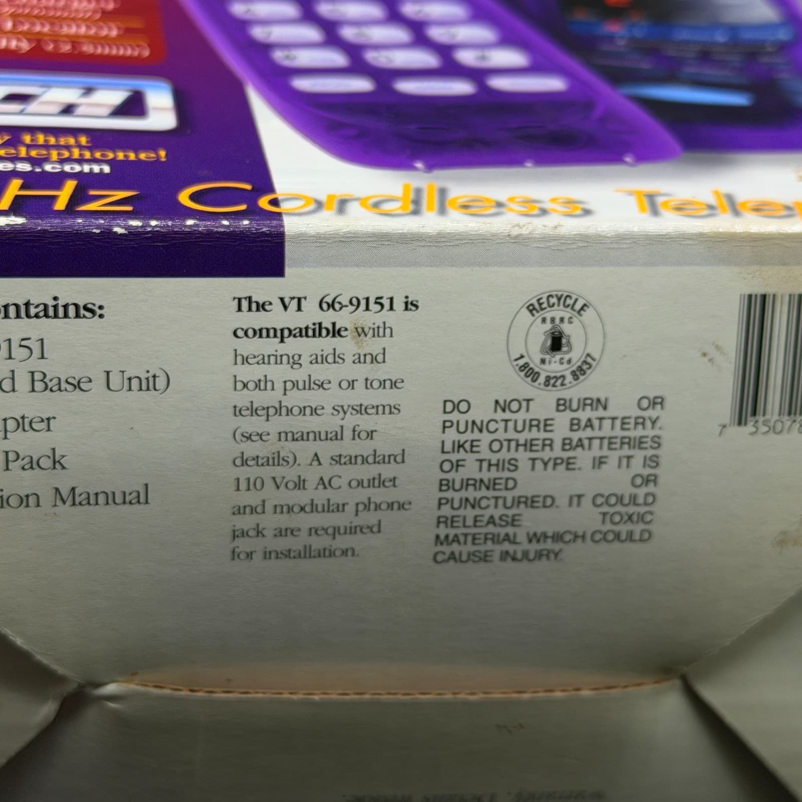VTech VT 9122 Translucent Purple cordless phone Y2K 90s vintage - AS-IS - Thumbnail 11