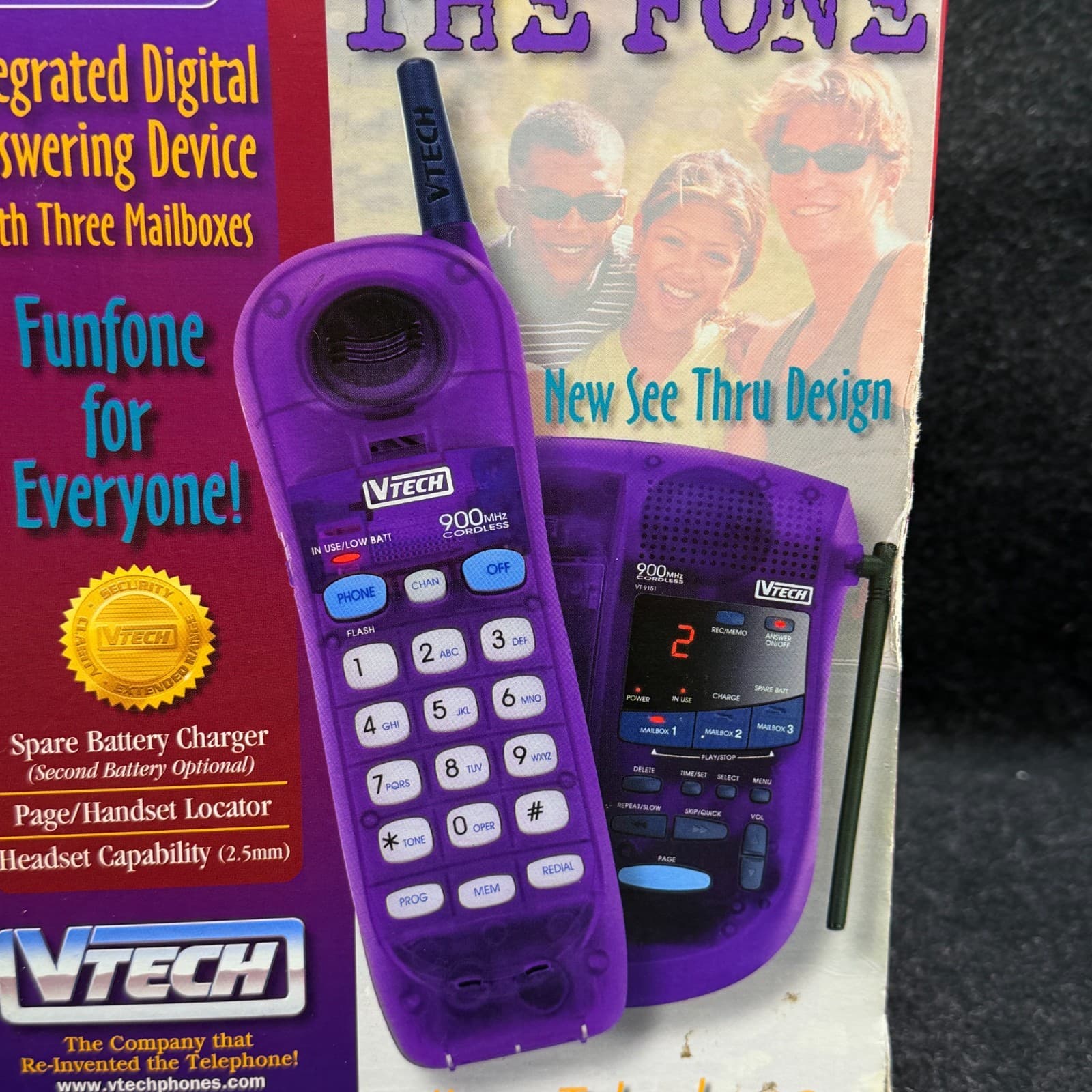 VTech VT 9122 Translucent Purple cordless phone Y2K 90s vintage - AS-IS - Thumbnail 18