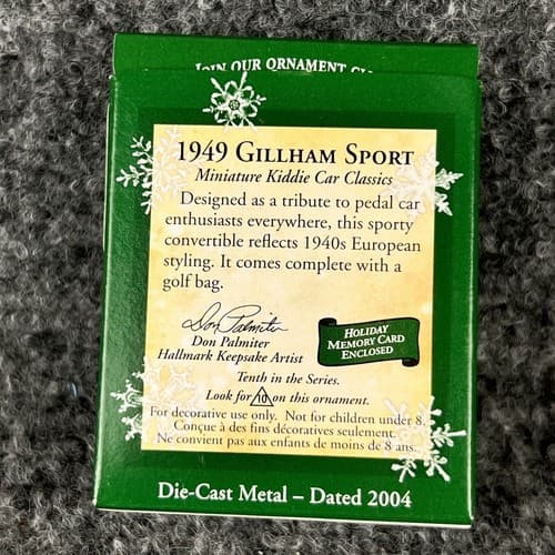 Hallmark Keepsake 1949 Gillham Sport Miniature Car Ornament 2004 - Thumbnail 3