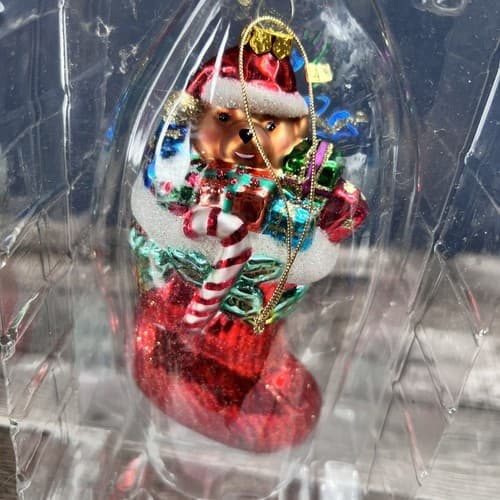 NIB SCHWARZWALD COLLECTION TEDDY BEAR - BLOWN GLASS HAND PAINTED OLD WORLD GLASS - Thumbnail 5