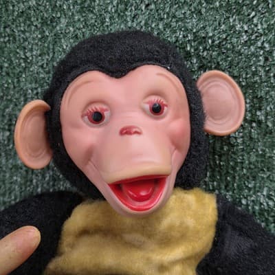 Vintage 16" Superior Toy Novelty Zippy Mr Bim Monkey Stuffed Toy Rubber Face - Thumbnail 2