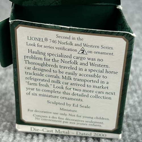 2000 Hallmark Keepsake Miniature Ornament Horse and Milk Car 746 Norfolk Western - Thumbnail 3