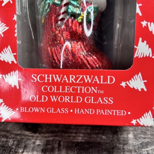 NIB SCHWARZWALD COLLECTION TEDDY BEAR - BLOWN GLASS HAND PAINTED OLD WORLD GLASS - Thumbnail 2