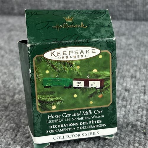 2000 Hallmark Keepsake Miniature Ornament Horse and Milk Car 746 Norfolk Western - Thumbnail 2