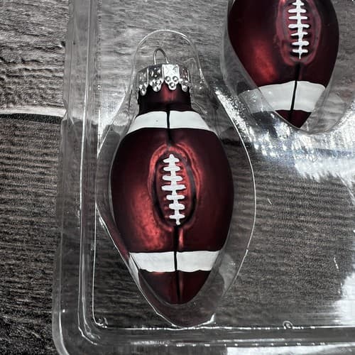Designer Studio Hand Crafted Glass Ornaments Pack Small Football Set Of 2 - Thumbnail 3