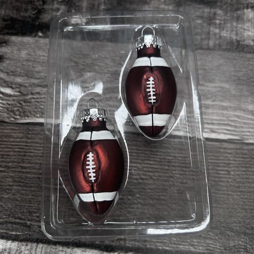 Designer Studio Hand Crafted Glass Ornaments Pack Small Football Set Of 2 - Thumbnail 2