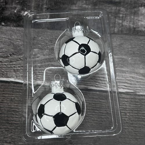 Designer Studio Hand Crafted Glass Ornaments Pack Small Soccer Set Of 2 - Thumbnail 2