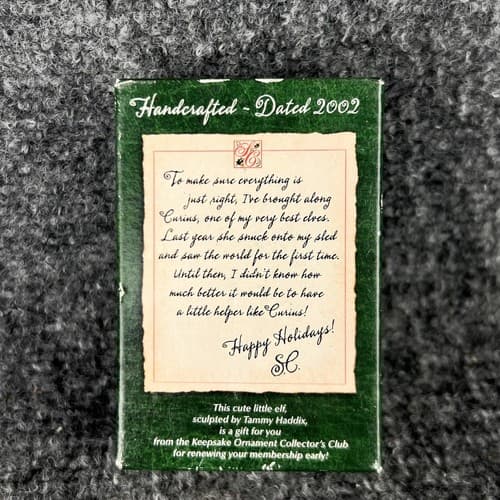2002 Hallmark Keepsake Ornament Curious The Elf - Collector's Club - Thumbnail 3