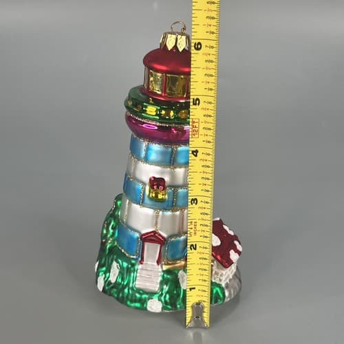 Designer Studio Handcrafted Glass Unique Treasure Ltd Series Lighthouse Ornament - Thumbnail 3