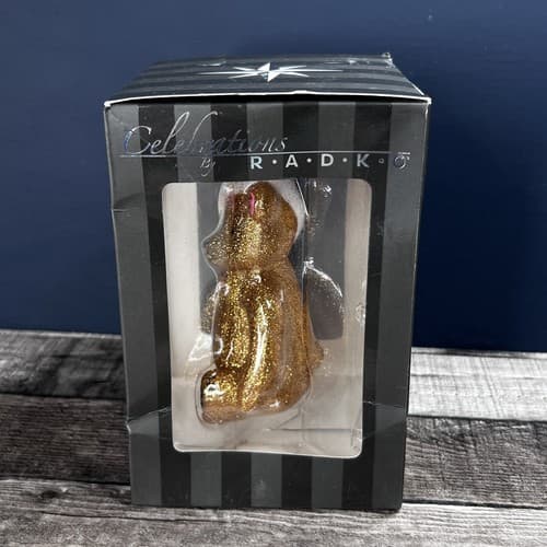 2010 Christopher Radko Teddy Bear w/ Santa Hat Glitter Glass Ornament - Thumbnail 3