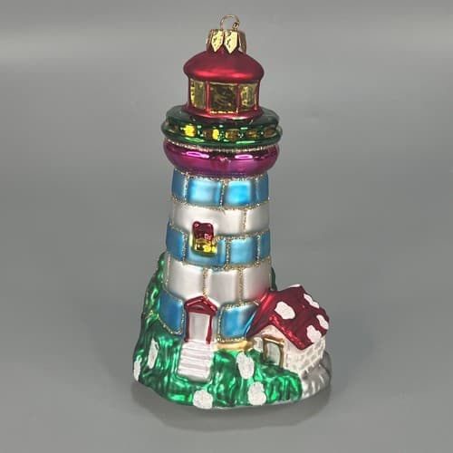 Designer Studio Handcrafted Glass Unique Treasure Ltd Series Lighthouse Ornament - Thumbnail 2