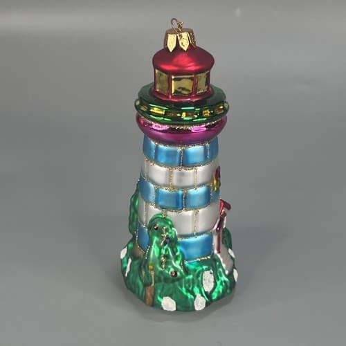 Designer Studio Handcrafted Glass Unique Treasure Ltd Series Lighthouse Ornament - Thumbnail 6