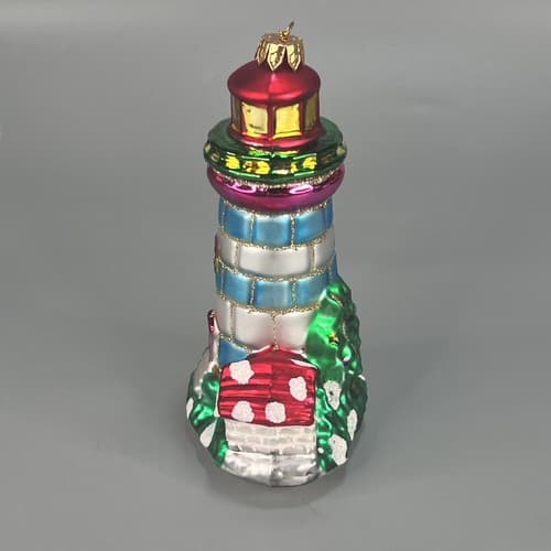 Designer Studio Handcrafted Glass Unique Treasure Ltd Series Lighthouse Ornament - Thumbnail 4