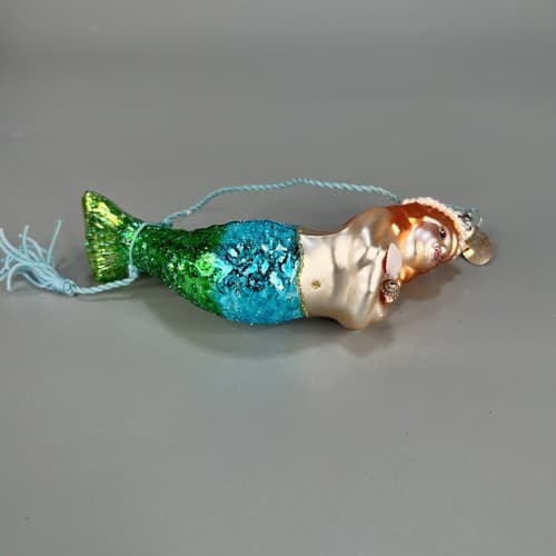 Vintage SCF Mermaid faux Pearls Hanging Ornament with Gold Charm - Thumbnail 5