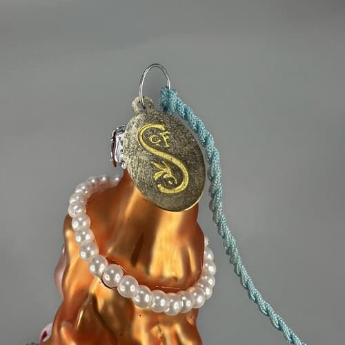 Vintage SCF Mermaid faux Pearls Hanging Ornament with Gold Charm - Thumbnail 6