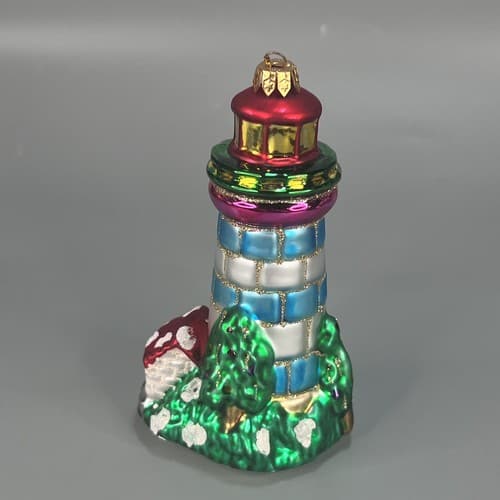 Designer Studio Handcrafted Glass Unique Treasure Ltd Series Lighthouse Ornament - Thumbnail 5
