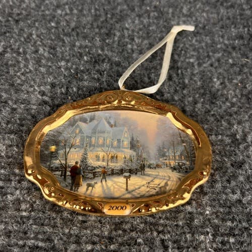 Thomas Kinkade A Holiday Gathering Hallmark Fine Porcelain 2000 Painter of Light - Thumbnail 5