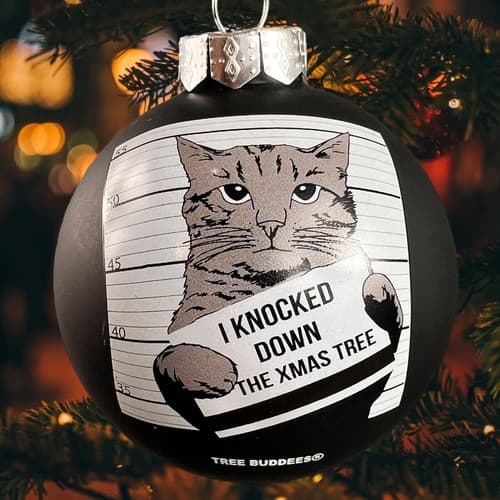 Tree Buddees Hilarious Cat Mugshot Knocked Down The Xmas Tree Funny Ornaments - Thumbnail 6