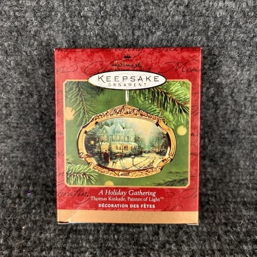 Thomas Kinkade A Holiday Gathering Hallmark Fine Porcelain 2000 Painter of Light - Thumbnail 2