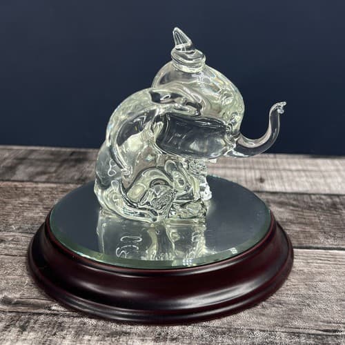 Disney ARRIBAS BROS Crystal DUMBO ELEPHANT on Wood Base with Mirror - Thumbnail 6
